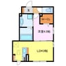 アルバグランデ西条B棟 1LDKの間取り