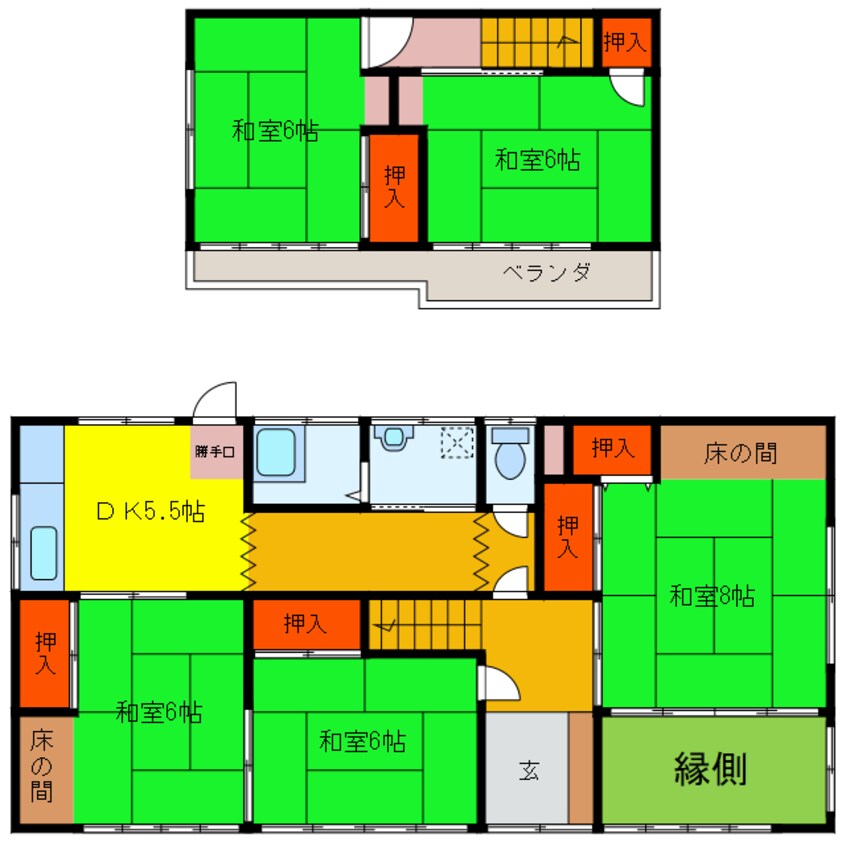 間取図 東磯山３丁目貸家