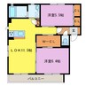 レシェンテＢ棟 2LDKの間取り