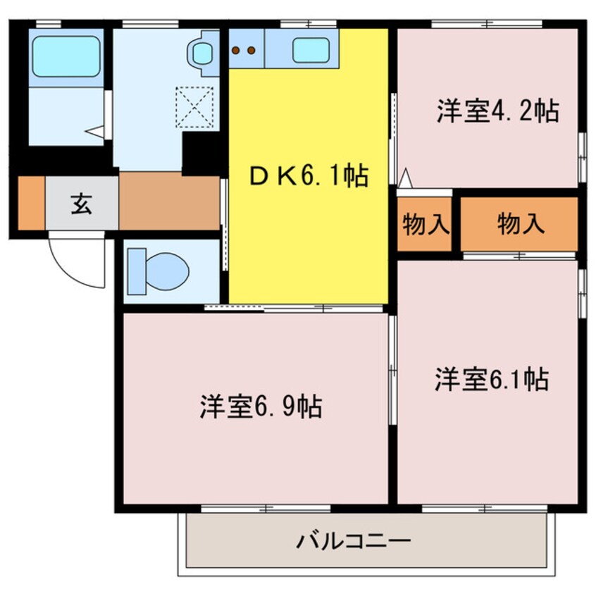 間取図 ヴィルヌーブ・スズカE棟