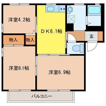 間取図 ヴィルヌーブ・スズカE棟