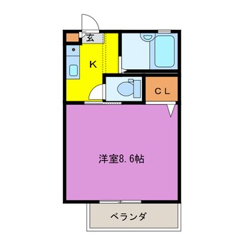 間取図 近鉄名古屋線/白子駅 徒歩24分 2階 築27年