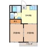 グリーンコーポHAYAMA 2DKの間取り