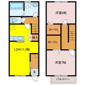 間取図 Maisonette land 北楠駅B