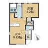 リーブルファイン東磯山 1LDKの間取り
