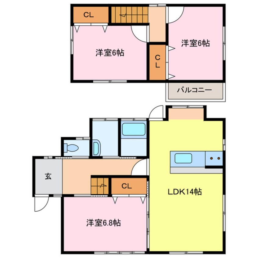 間取図 稲生西2丁目貸家