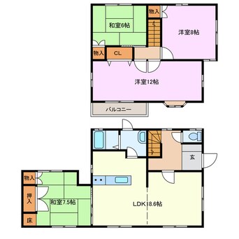 間取図 若松中1丁目9-7貸家