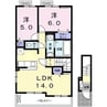 ベルシャインⅢ 2LDKの間取り