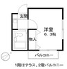 セントラルクキ 1Kの間取り
