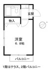 セントラルクキ 1Kの間取り