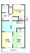 ホワイトバーチ 2DK+Sの間取り
