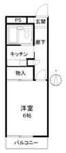 コーポYAMAMOTO　B棟 1Kの間取り