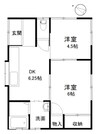 リヒトＡ 2DKの間取り