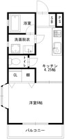 フローレンス中山Ⅱ-Ａ 1Kの間取り