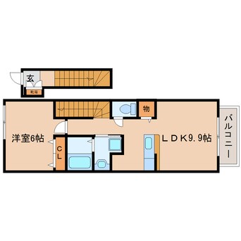 間取図 東海道本線/静岡駅 バス25分大谷下車:停歩66分 2階 築22年