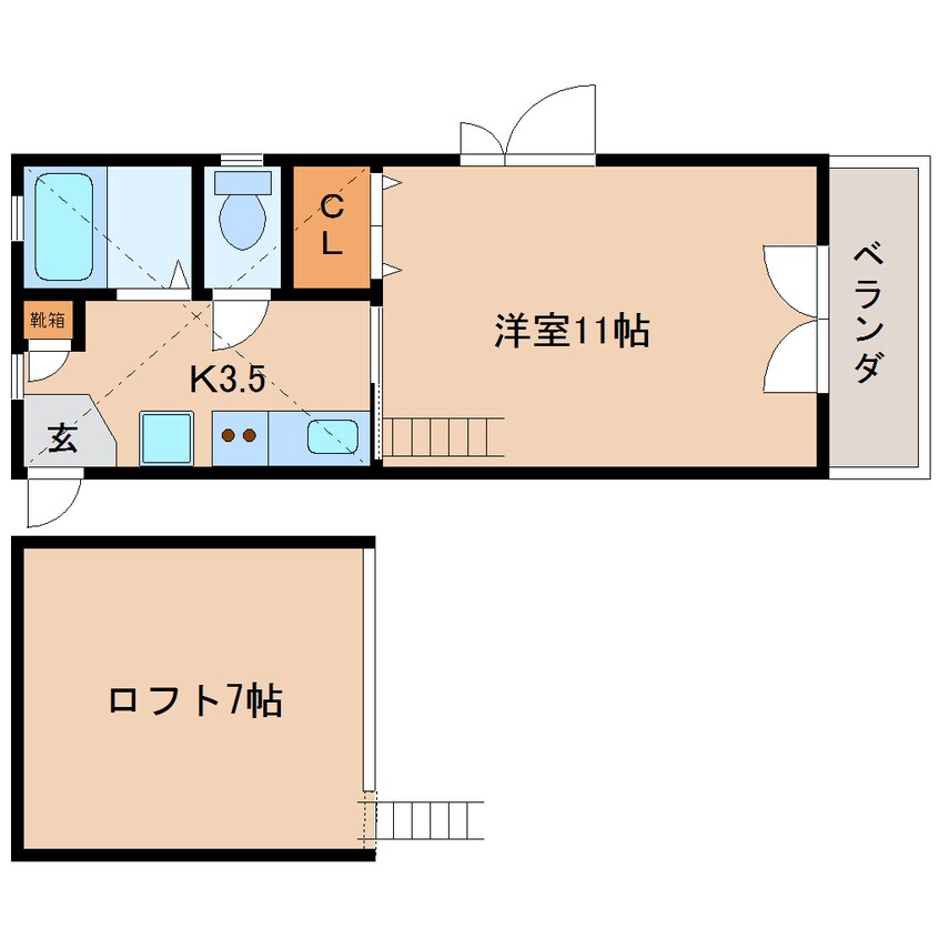 間取図 東海道本線/静岡駅 バス15分大里中学校下車:停歩1分 2階 築26年