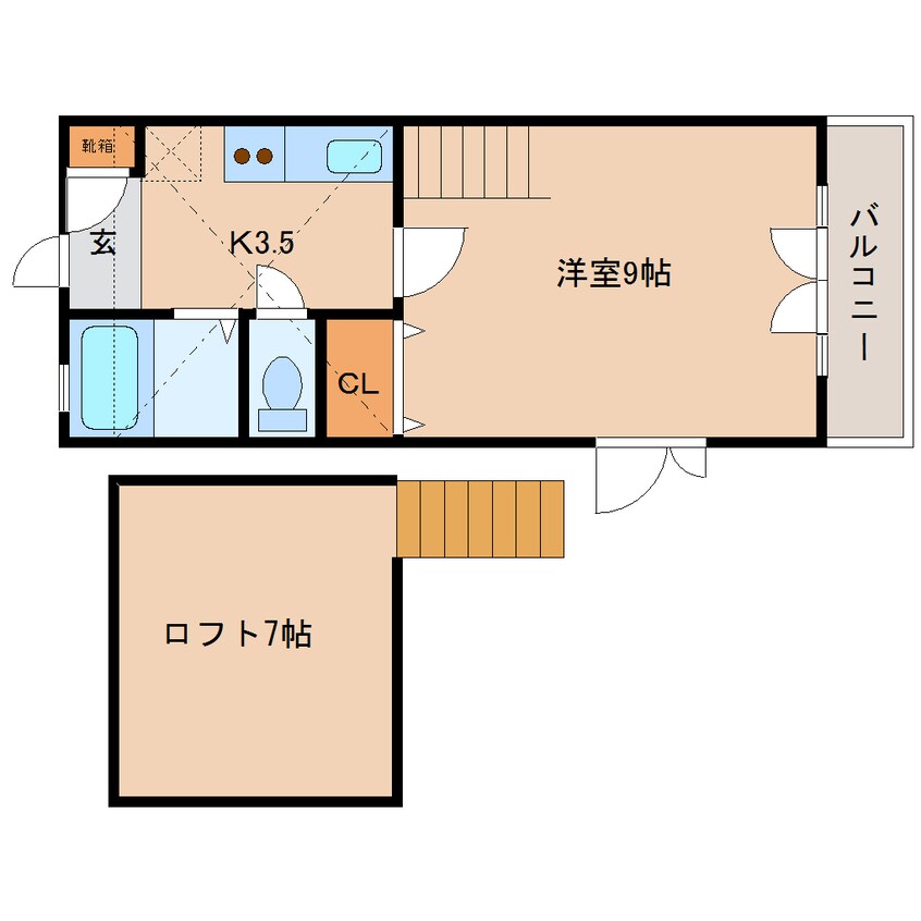 間取図 東海道本線/静岡駅 バス15分大里中学校下車:停歩1分 2階 築26年