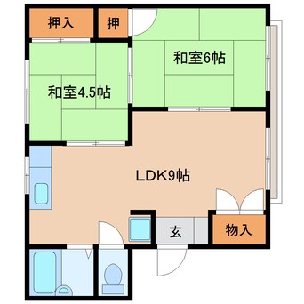 間取図 東海道本線/静岡駅 バス13分登呂遺跡下車:停歩5分 2階 築36年