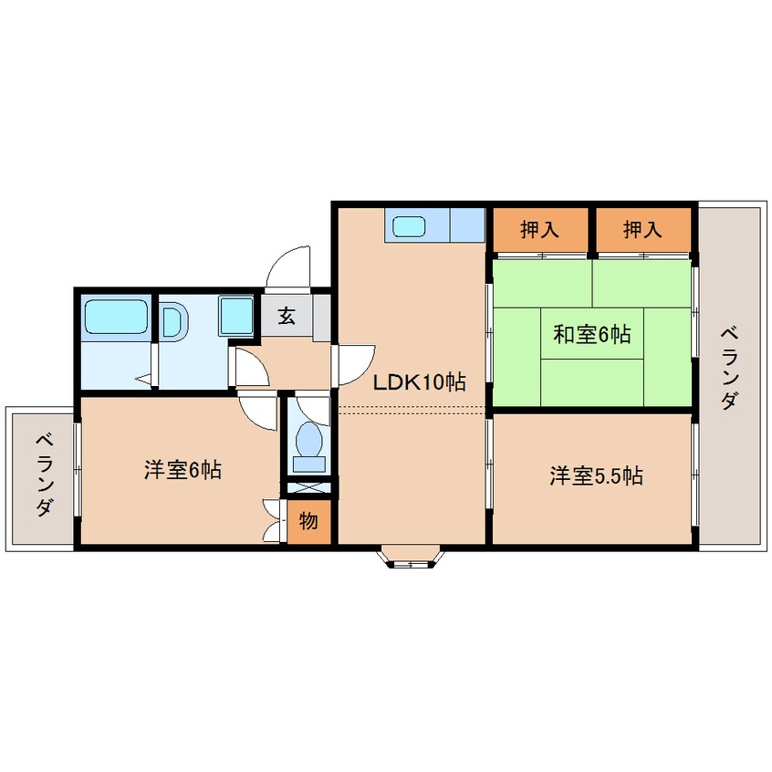 間取図 東海道本線/静岡駅 バス18分西脇下車:停歩3分 3階 築27年