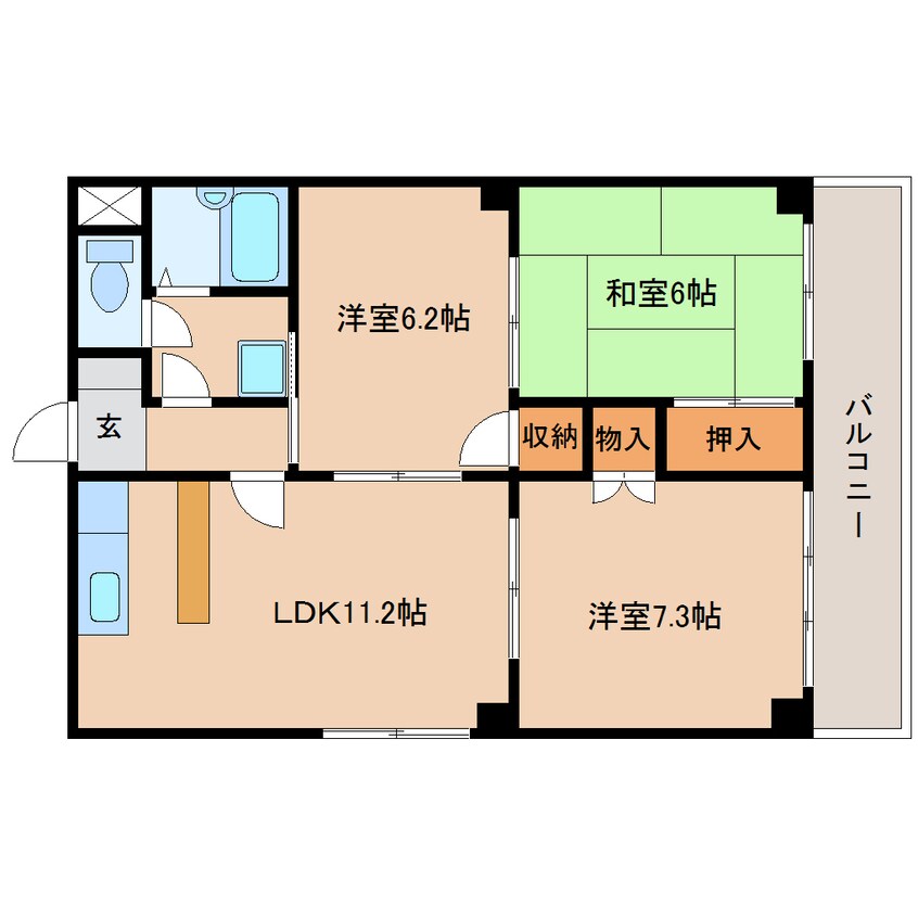 間取図 東海道本線/静岡駅 徒歩8分 5階 築40年