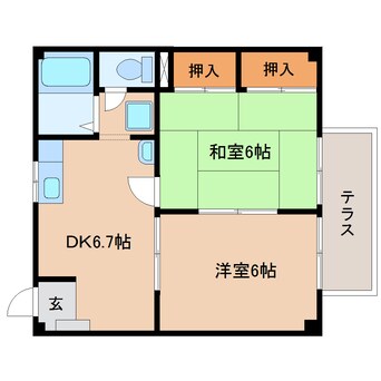 間取図 東海道本線/西焼津駅 バス6分大住下車:停歩13分 1階 築29年