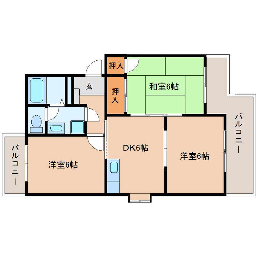 間取図 東海道本線/焼津駅 徒歩22分 3階 築29年