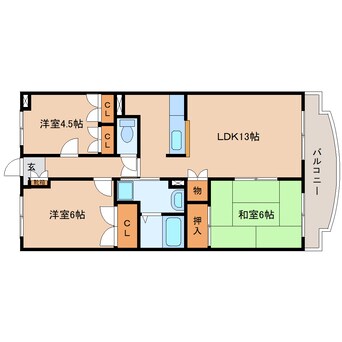 間取図 東海道本線/西焼津駅 徒歩9分 1階 築29年