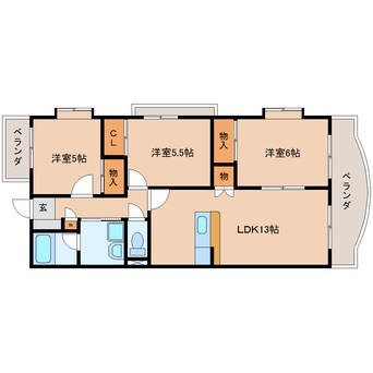 間取図 東海道本線/西焼津駅 徒歩11分 2階 築25年