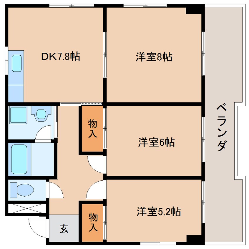 間取図 東海道本線/静岡駅 徒歩10分 6階 築22年