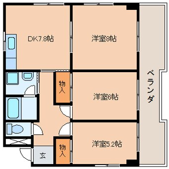 間取図 東海道本線/静岡駅 徒歩10分 2階 築22年