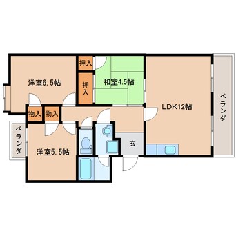 間取図 東海道本線/静岡駅 バス22分登呂二丁目南下車:停歩5分 3階 築36年