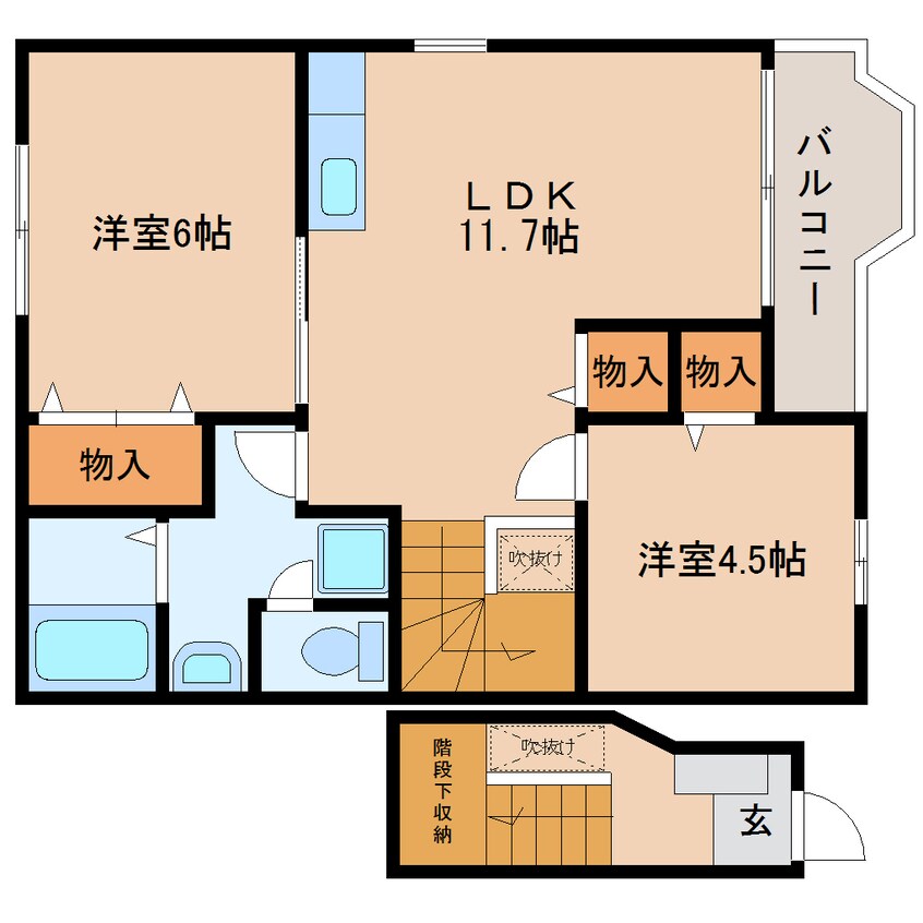 間取図 東海道本線/焼津駅 徒歩13分 2階 築21年