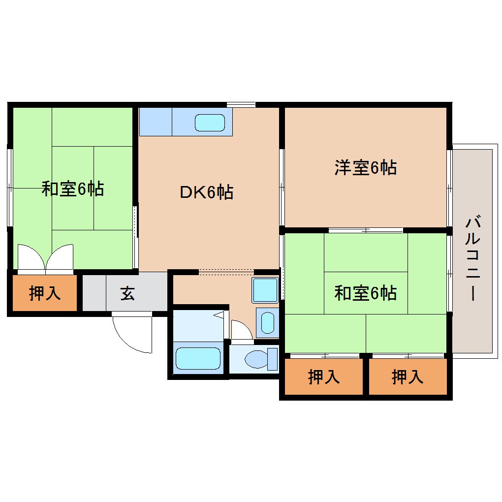 間取り図 東海道本線/静岡駅 バス13分見瀬Ｄａｉｉｃｈｉ－ＴＶ入口下車:停歩4分 1階 築33年