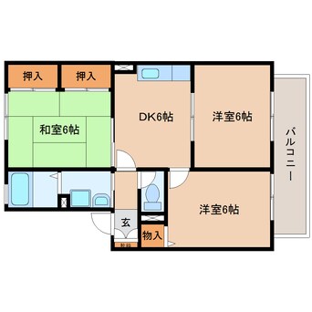 間取図 東海道本線/静岡駅 バス13分見瀬Ｄａｉｉｃｈｉ－ＴＶ入口下車:停歩5分 2階 築29年