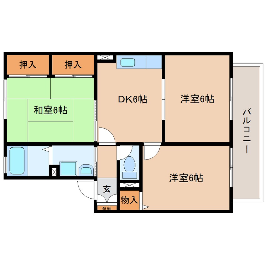 間取図 東海道本線/静岡駅 バス13分見瀬Ｄａｉｉｃｈｉ－ＴＶ入口下車:停歩5分 2階 築29年