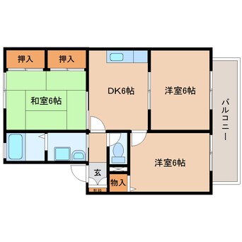 間取図 東海道本線/静岡駅 バス13分見瀬Ｄａｉｉｃｈｉ－ＴＶ入口下車:停歩5分 2階 築29年