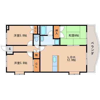 間取図 東海道本線/東静岡駅 徒歩23分 1階 築23年