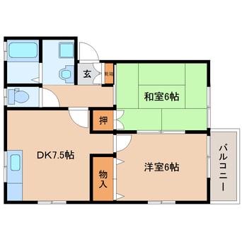 間取図 東海道本線/東静岡駅 徒歩21分 2階 築23年