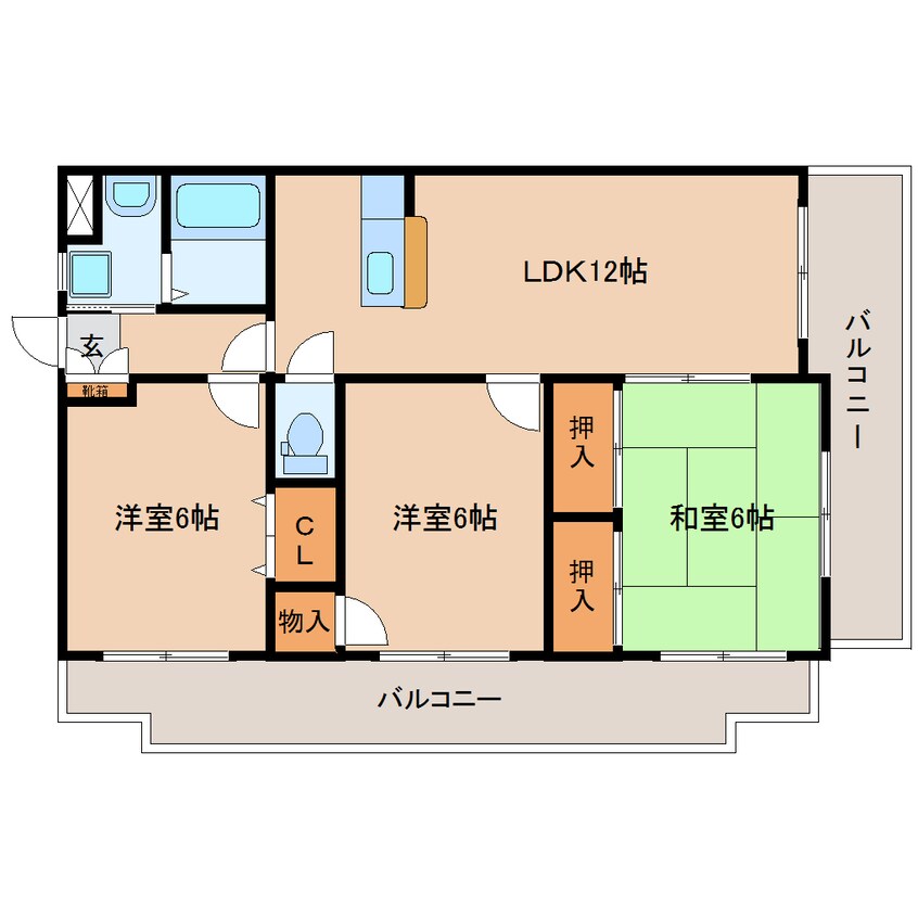 間取図 東海道本線/静岡駅 バス17分中村町下下車:停歩4分 1階 築25年