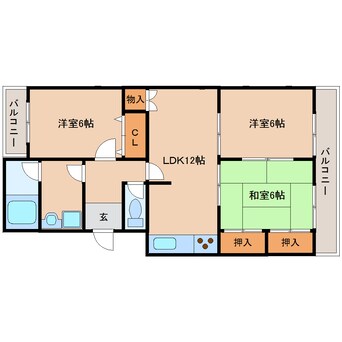 間取図 東海道本線/静岡駅 バス7分中田二丁目下車:停歩3分 2階 築36年