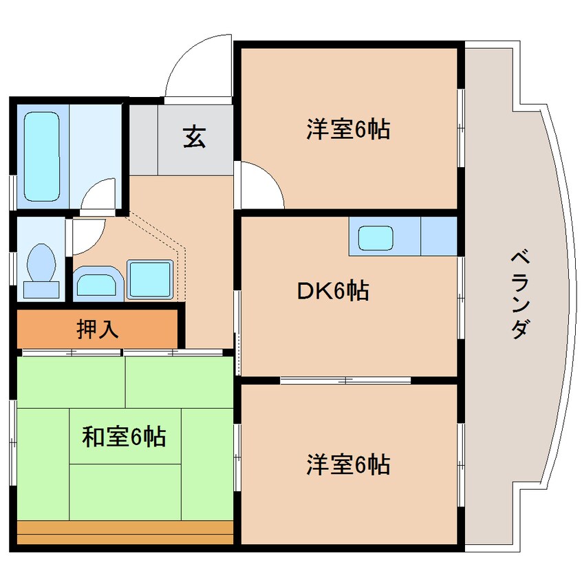 間取図 東海道本線/静岡駅 バス11分馬渕四丁目下車:停歩3分 3階 築46年