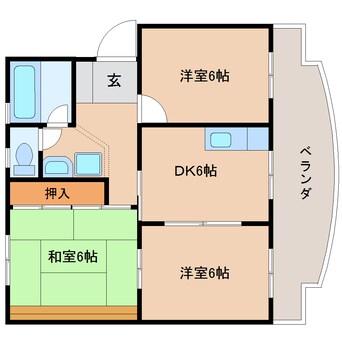 間取図 東海道本線/静岡駅 バス11分馬渕四丁目下車:停歩3分 3階 築46年