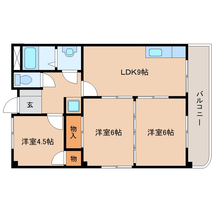 間取図 東海道本線/静岡駅 バス23分宮竹一丁目下車:停歩6分 3階 築45年