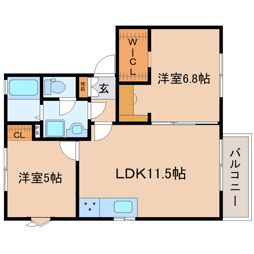 間取図 東海道本線/静岡駅 徒歩18分 2階 築35年