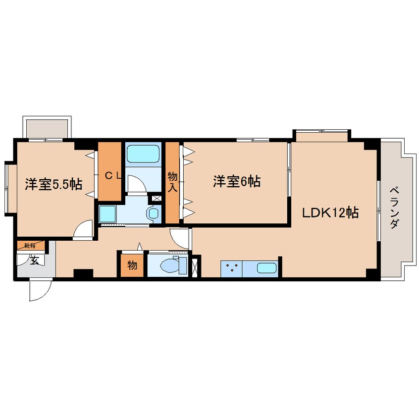 間取図 東海道本線/静岡駅 徒歩8分 2階 築17年