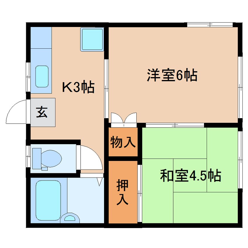 間取図 東海道本線/静岡駅 バス8分中田三丁目西下車:停歩4分 1階 築28年