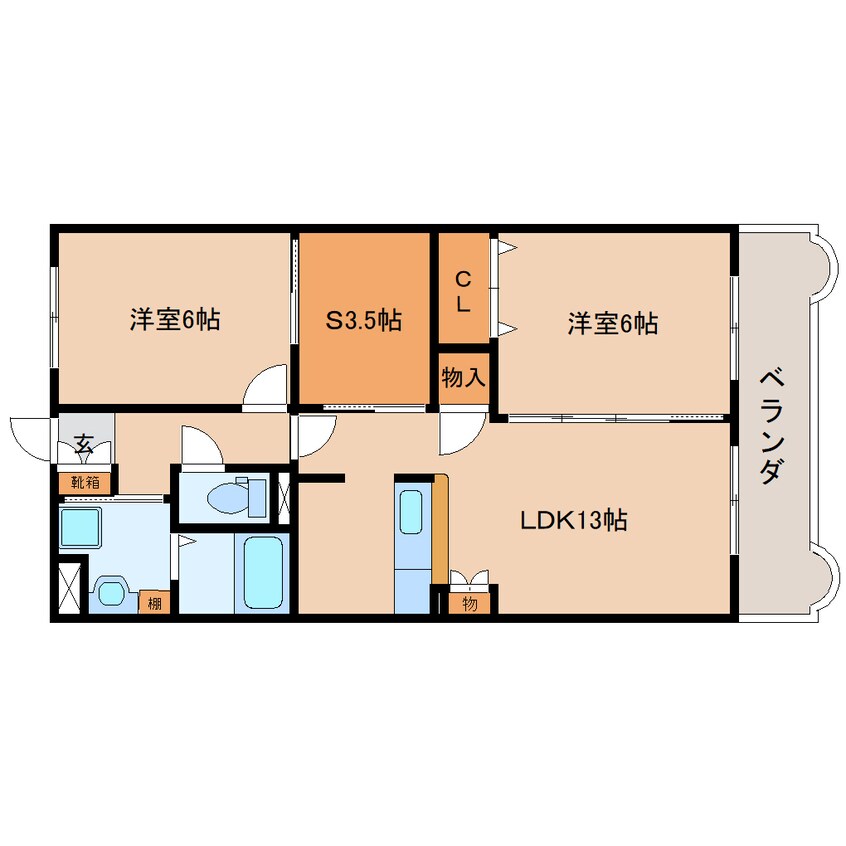 間取図 東海道本線/静岡駅 バス14分有明町南下車:停歩6分 2階 築18年