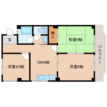 間取図 東海道本線/焼津駅 徒歩20分 2階 築43年