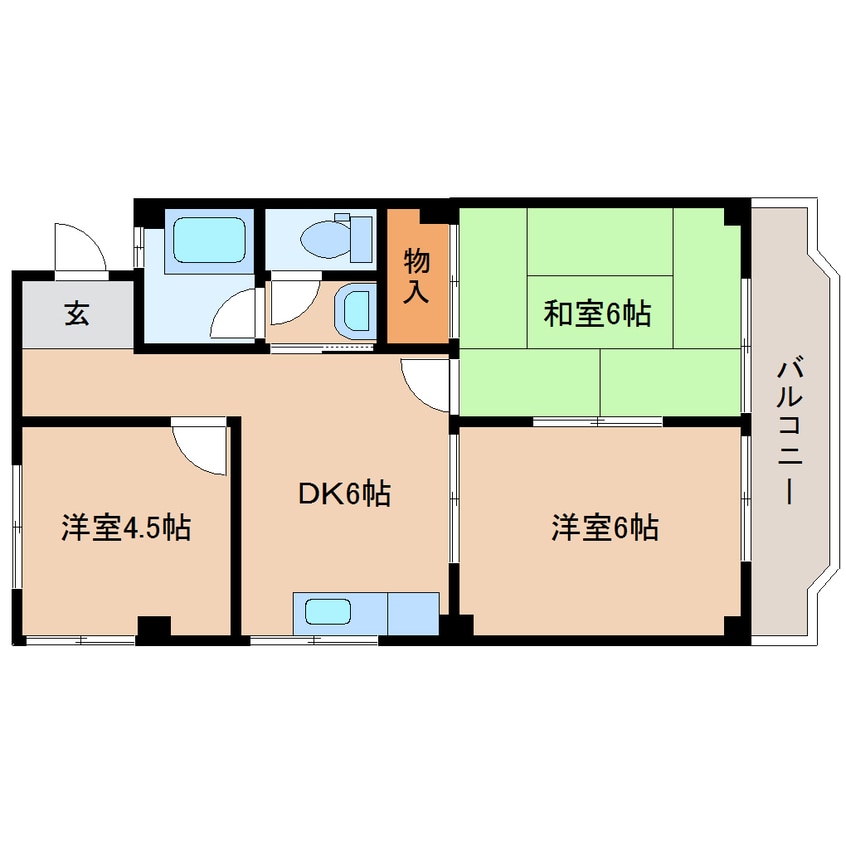 間取図 東海道本線/焼津駅 徒歩20分 2階 築43年