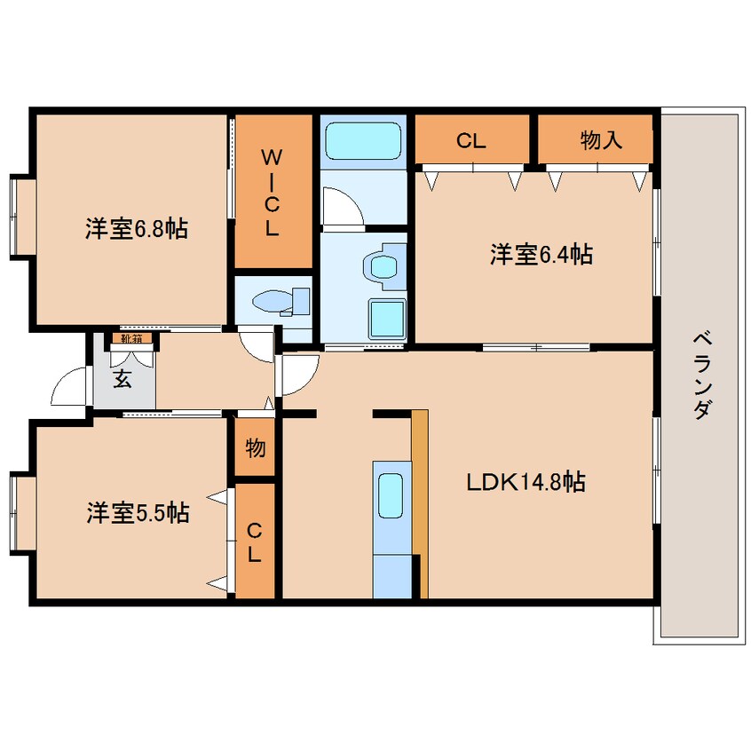 間取図 東海道本線/静岡駅 バス6分中田二丁目下車:停歩3分 4階 築21年